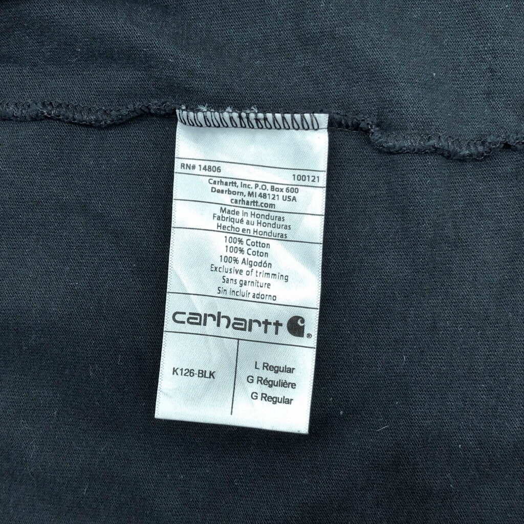 Carhartt カーハート ワンポイントロゴ 長袖ポケットＴシャツ ブラック(メンズ L)中古 古着 V6377_画像4