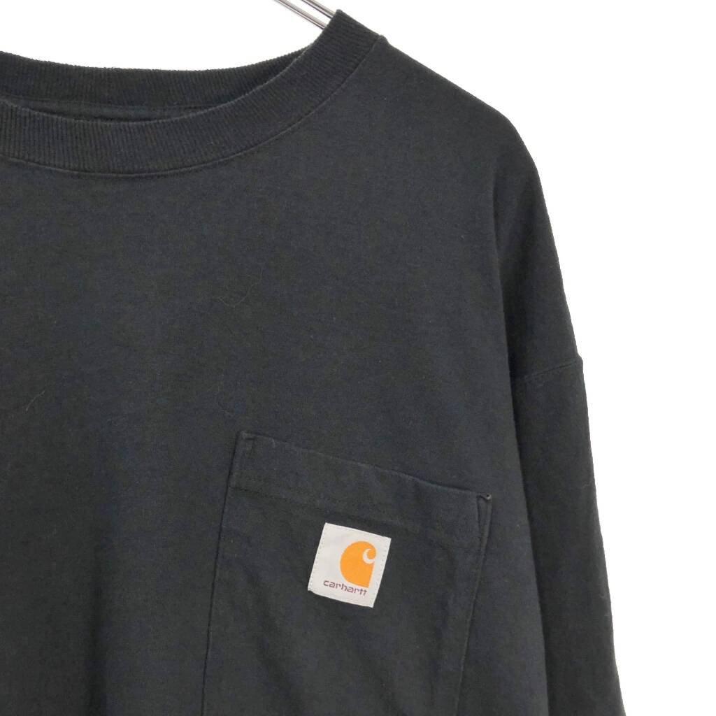 Carhartt カーハート ワンポイントロゴ 長袖ポケットＴシャツ ブラック(メンズ L)中古 古着 V6377_画像5