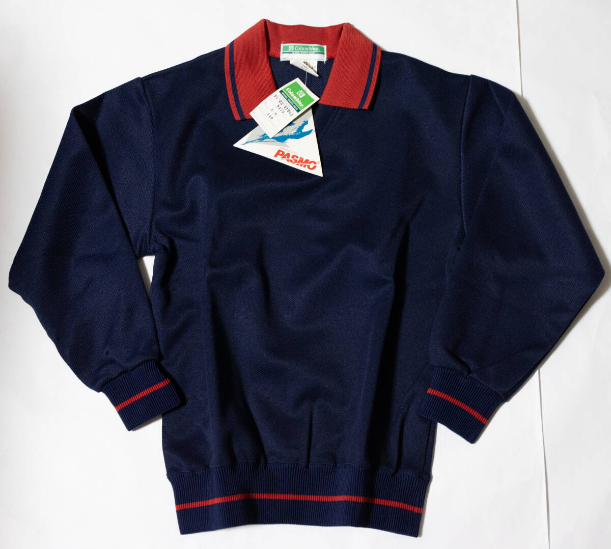体操服★コロンバイン 学校ジャージ上着 濃紺×赤 140 未使用品即決！_画像1