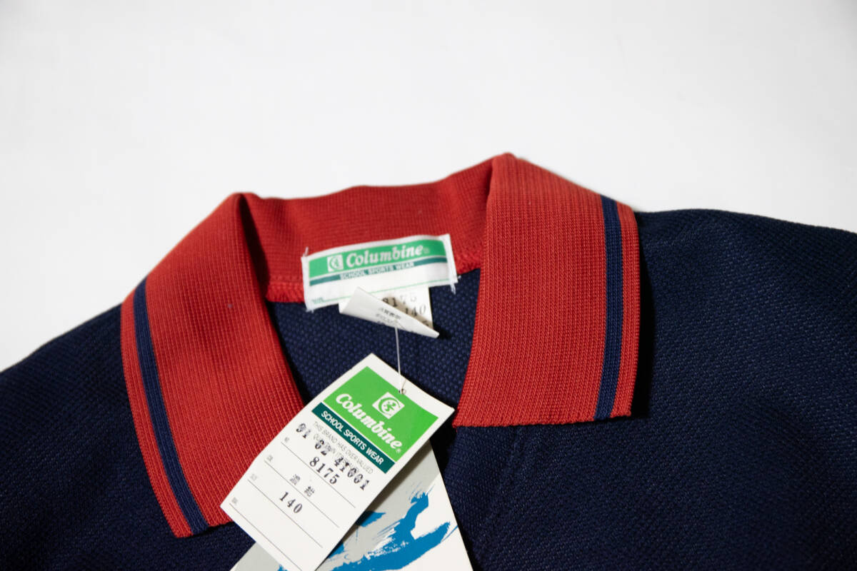 体操服★コロンバイン 学校ジャージ上着 濃紺×赤 140 未使用品即決！_画像2