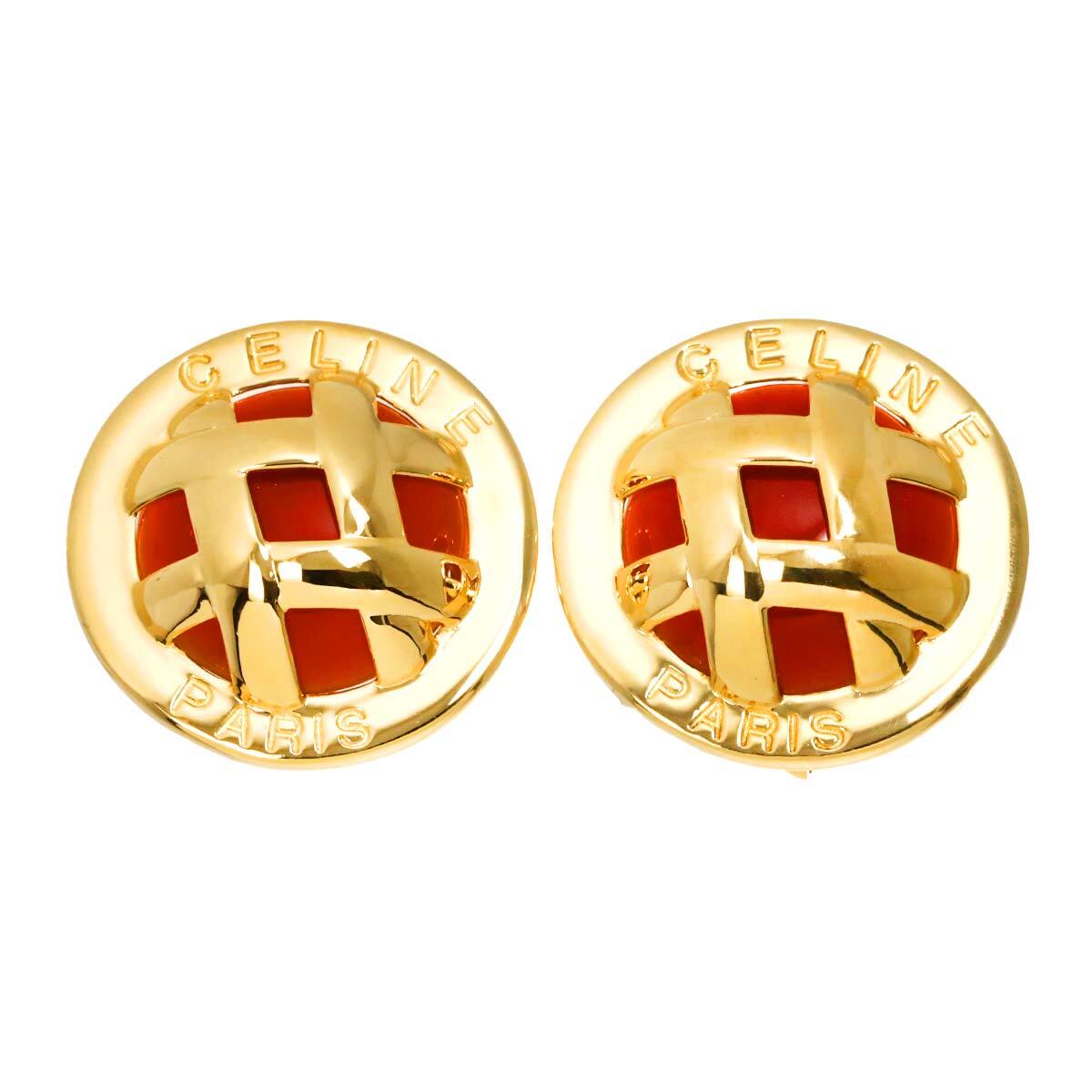 セリーヌ CELINE カルセドニー イヤリング K18 YG イエローゴールド 750 Earrings Clip on 90301687_画像2