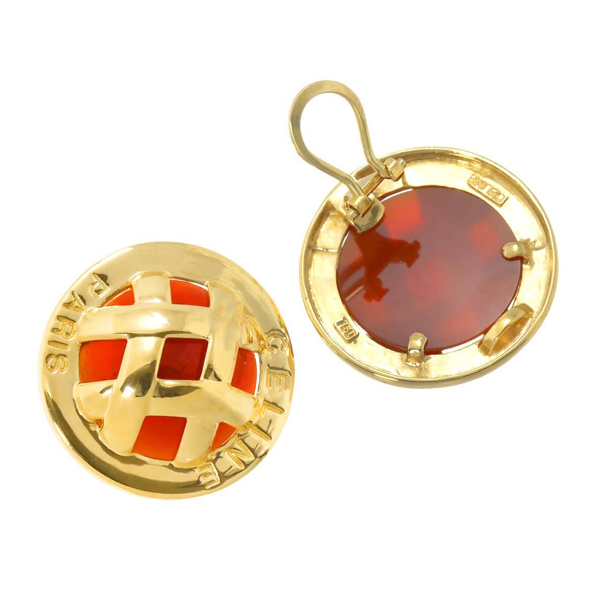 セリーヌ CELINE カルセドニー イヤリング K18 YG イエローゴールド 750 Earrings Clip on 90301687_画像4