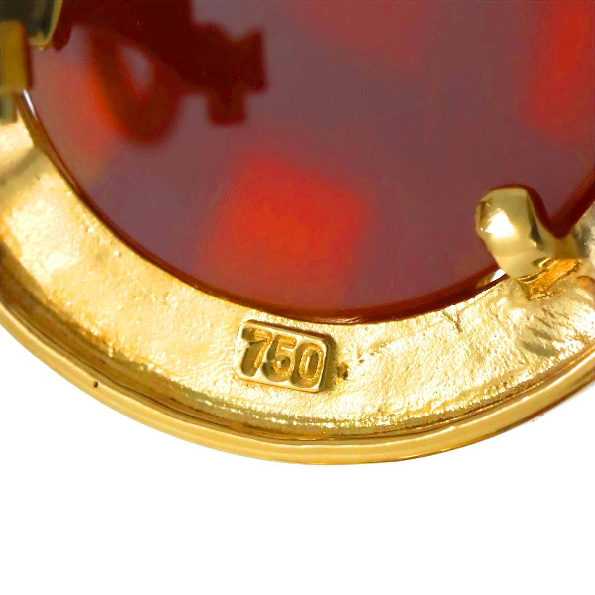 セリーヌ CELINE カルセドニー イヤリング K18 YG イエローゴールド 750 Earrings Clip on 90301687_画像5