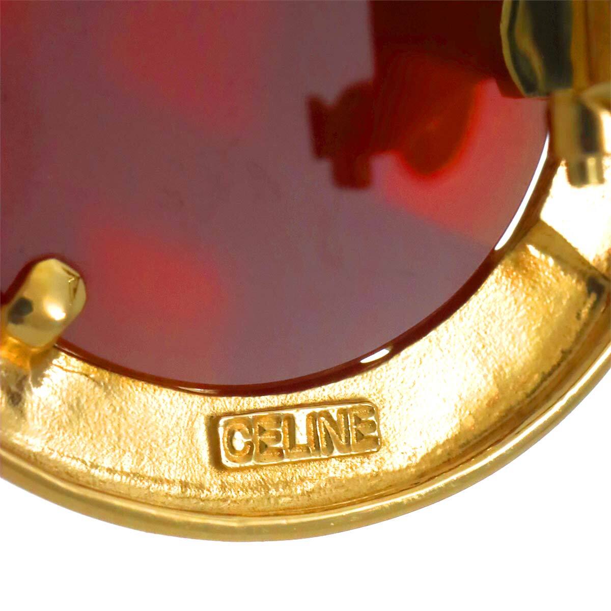 セリーヌ CELINE カルセドニー イヤリング K18 YG イエローゴールド 750 Earrings Clip on 90301687_画像6