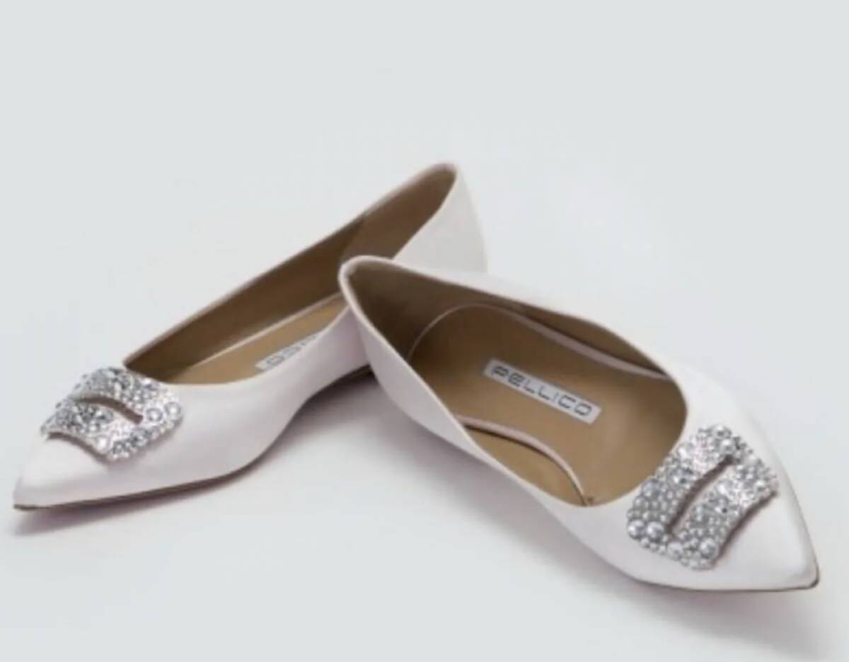 ペリーコ★フラットパンプス定価9万7900円★38（24センチ相当）★新品未使用★スワロフスキー・エターナルホワイト_画像1