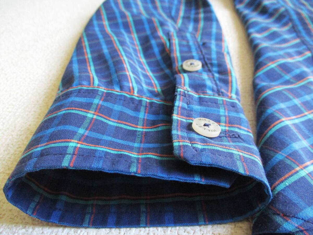 ブルー系★ M ミレー★ 長袖チェックシャツ★ 青 アウトドア_画像7
