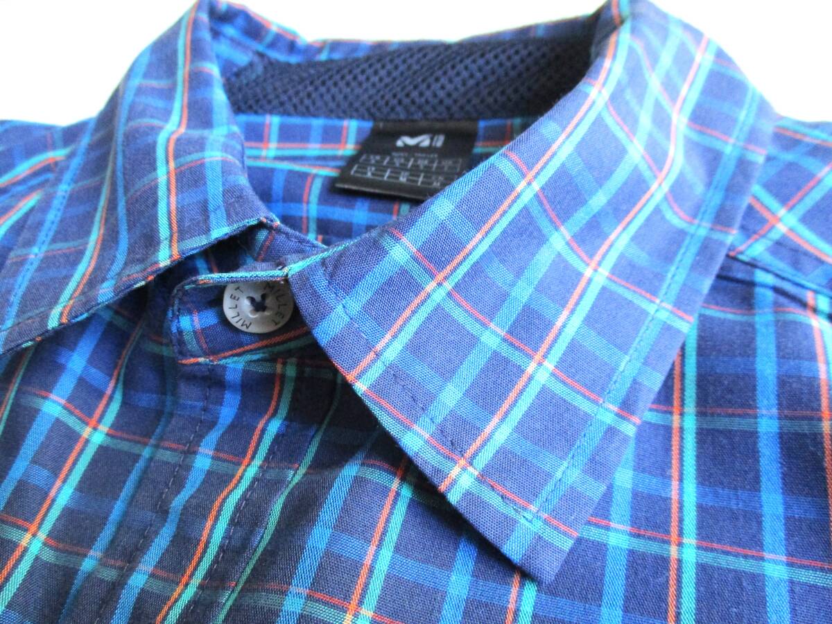 ブルー系★ M ミレー★ 長袖チェックシャツ★ 青 アウトドア_画像3