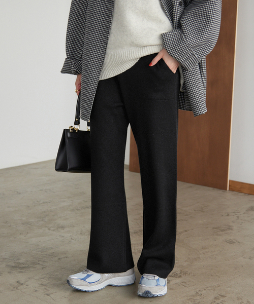 ∞ ２０２２aw slobe iena イエナスローブ ウォッシャブル スムース ニット パンツ 36 イージー　ブラック　黒　リラックス　∞_画像3