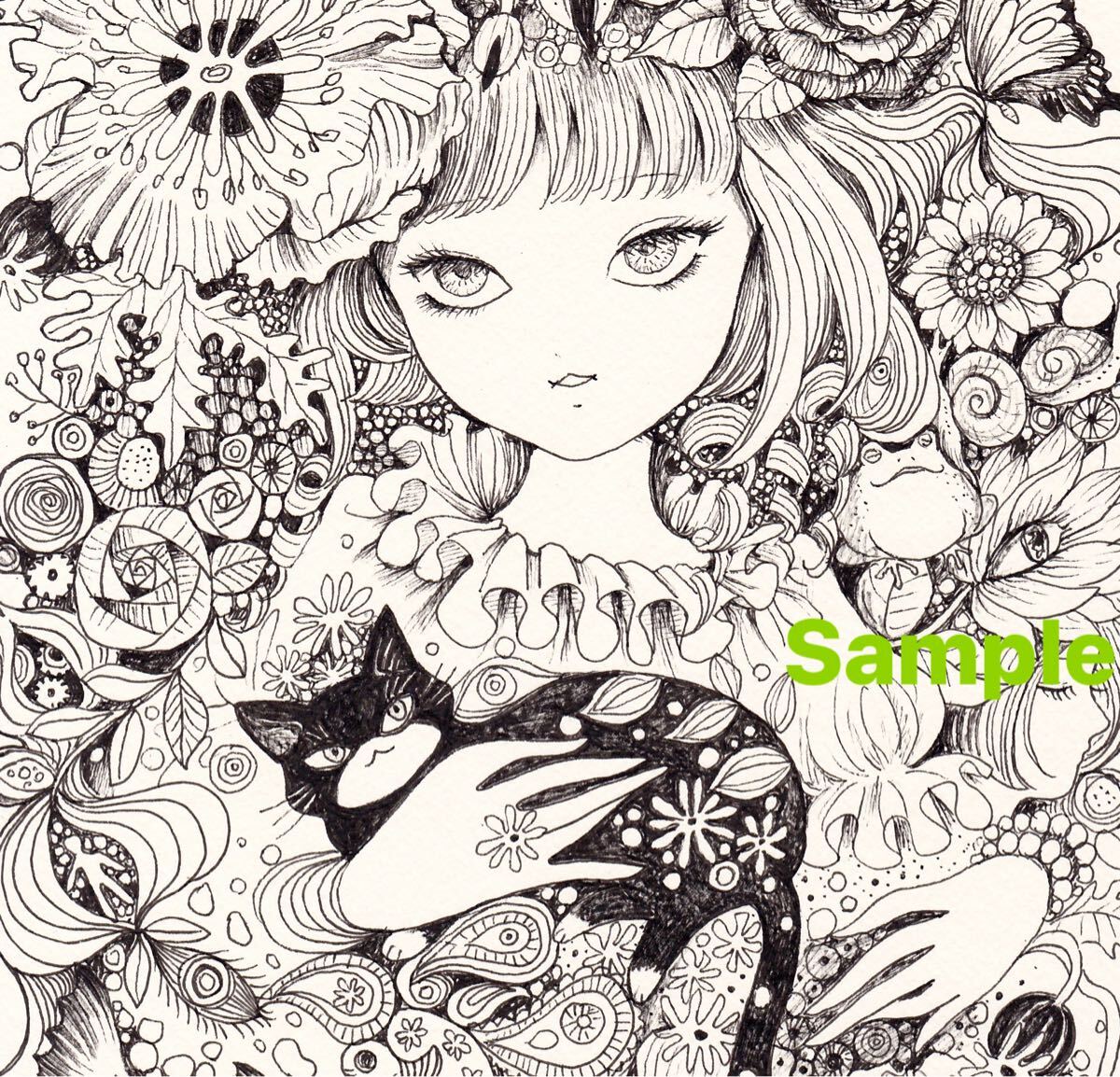  линия . Efini Tiger ten ручные иллюстрации A4 оригинал произведение 