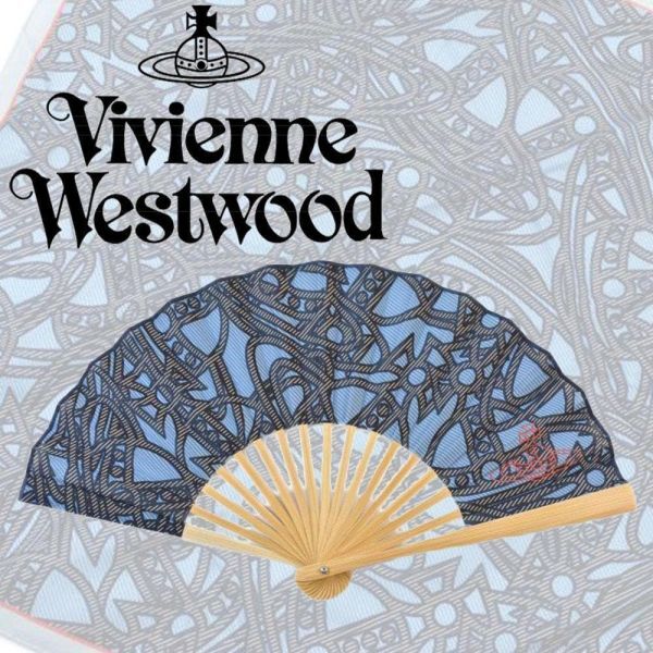 ヴィヴィアンウエストウッド 扇子ハンカチセット青_画像1
