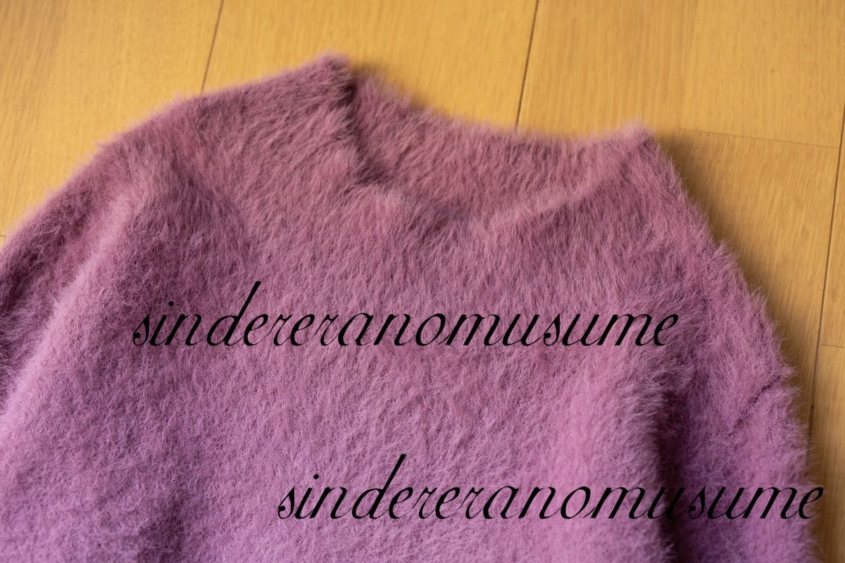 ★イネド　ピンク紫シャギーニットセーター　厚手クルーネック★_画像4