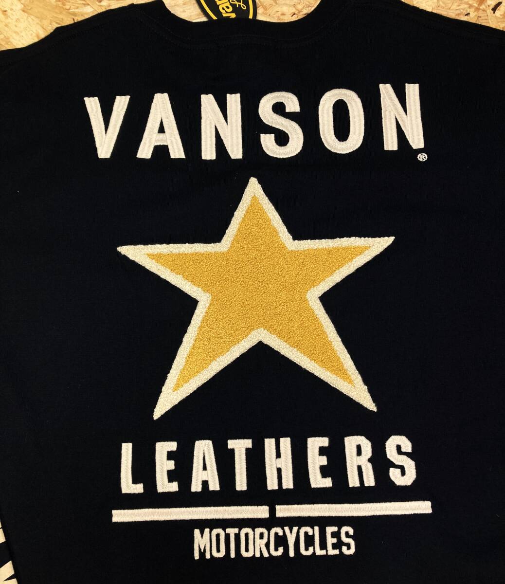 送料185円新品(L)男女定価9,350円[バンソン ワンスターエンブレム サガラ刺繍 長袖Tシャツ ロンT]NVLT-2417豪華刺繍プリント アメカジ671_画像2