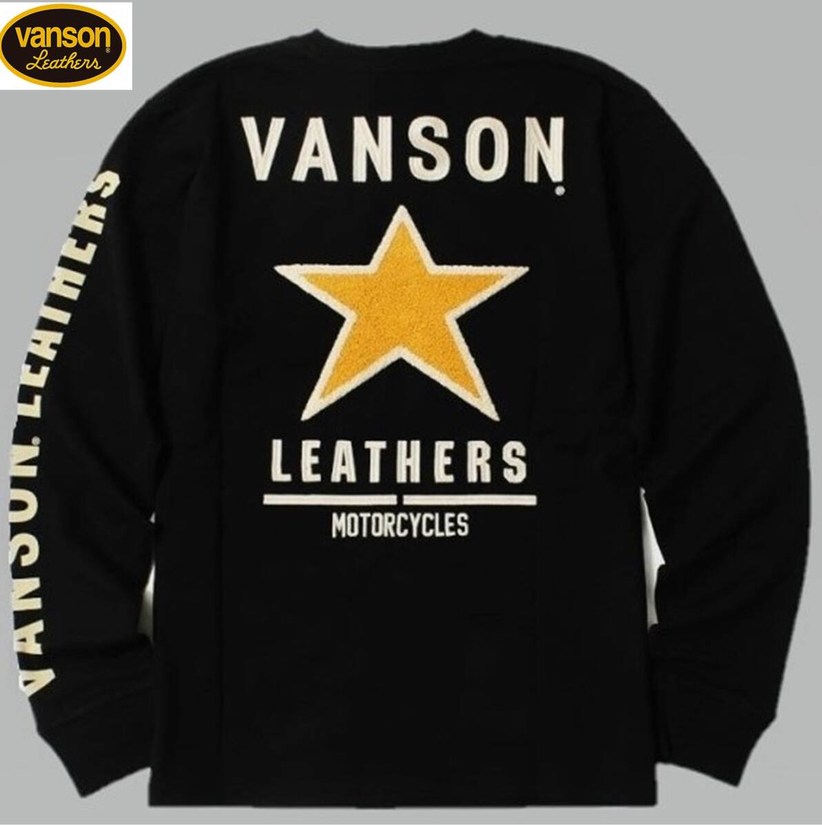 送料185円新品(L)男女定価9,350円[バンソン ワンスターエンブレム サガラ刺繍 長袖Tシャツ ロンT]NVLT-2417豪華刺繍プリント アメカジ671_画像1