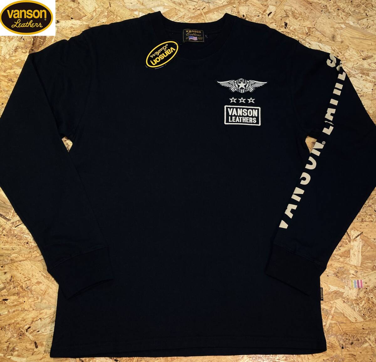 送料185円新品(L)男女定価9,350円[バンソン ワンスターエンブレム サガラ刺繍 長袖Tシャツ ロンT]NVLT-2417豪華刺繍プリント アメカジ671_画像4