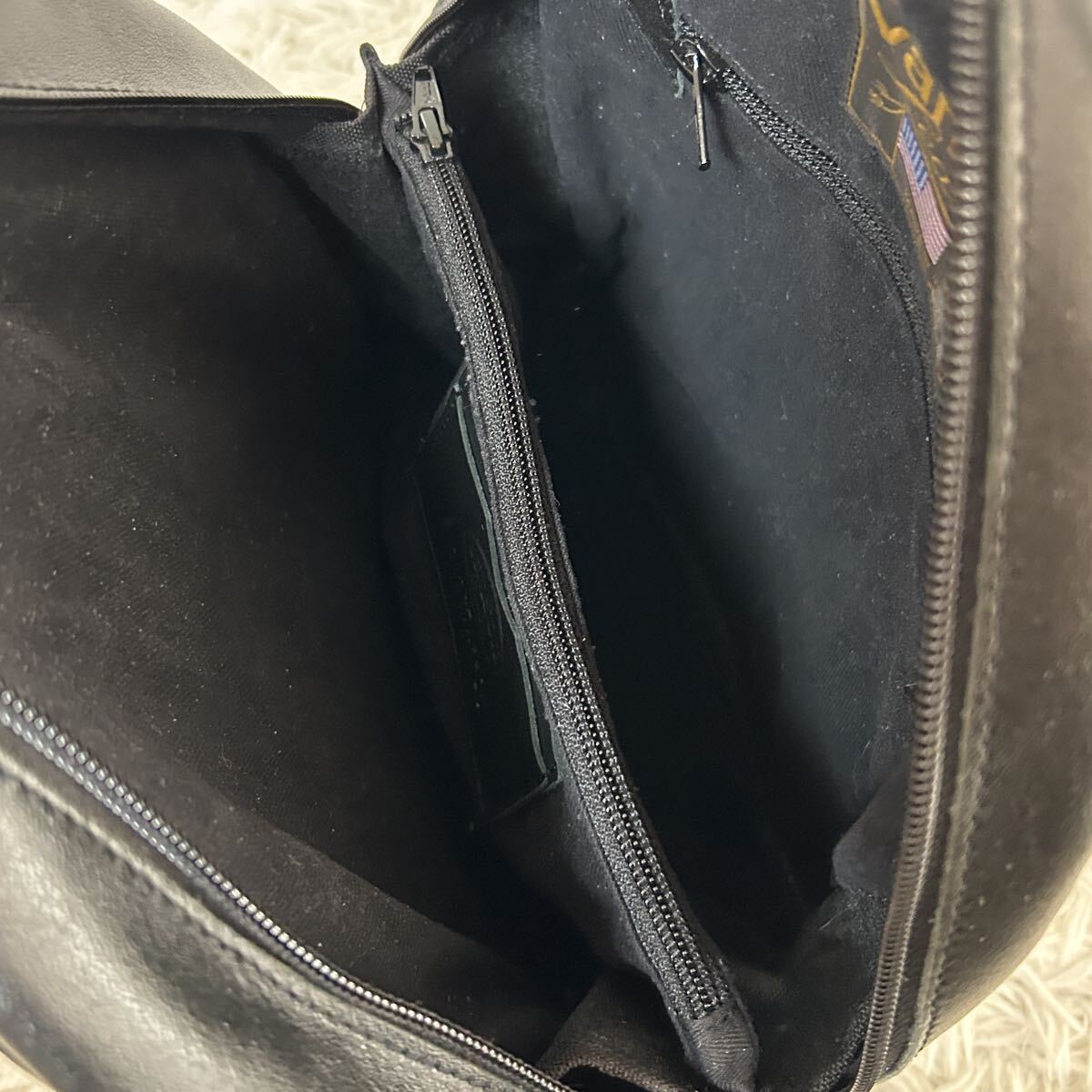 極美品/超希少/バックパック VANSON バンソン リュック 刺繍 バイカー ワンスター メンズ バイク レザー 本革 1円 USA製 黒 ブラック_画像8