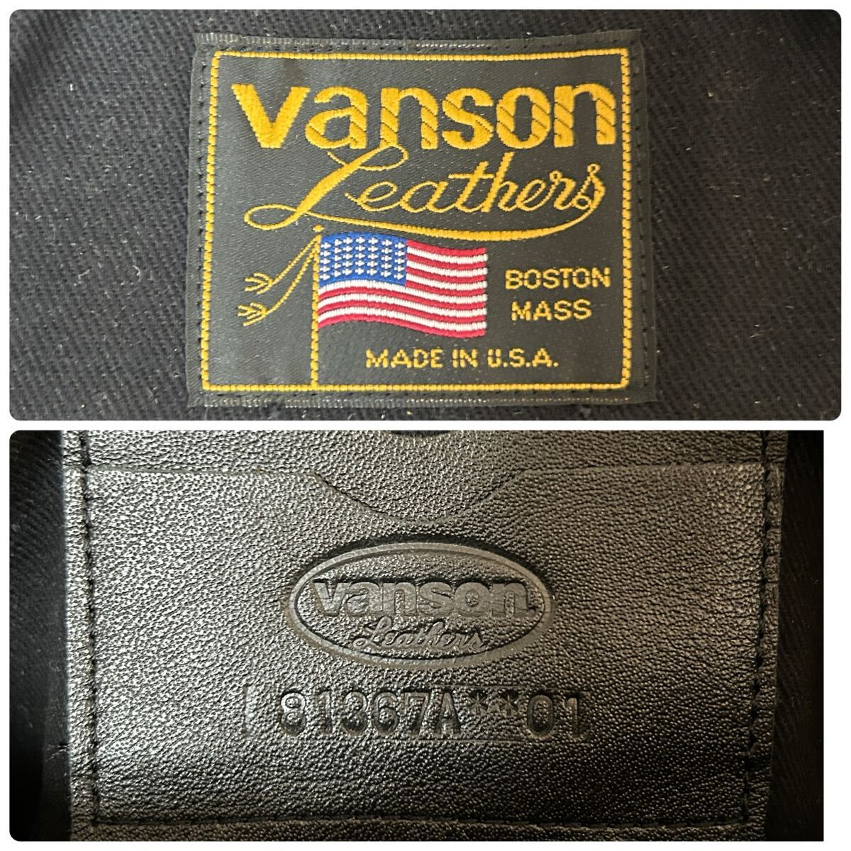 極美品/超希少/バックパック VANSON バンソン リュック 刺繍 バイカー ワンスター メンズ バイク レザー 本革 1円 USA製 黒 ブラック_画像10