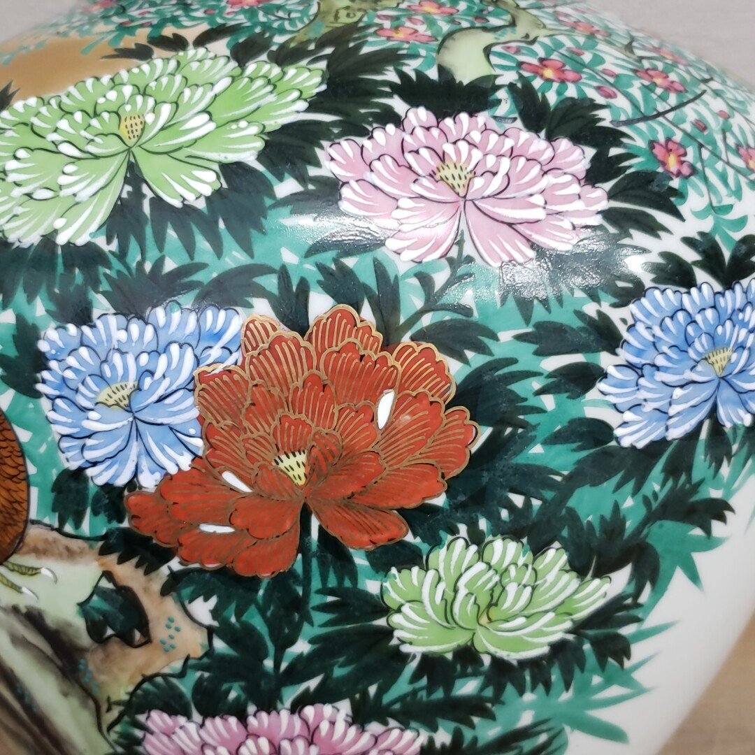  Kutani ваза для цветов Kutani . дракон цветная роспись золотая краска цветы и птицы . золотая краска цветная роспись красный . золотая краска феникс цветы и птицы map . инструмент кувшин "hu" ваза цветок inserting большой ваза большой .[140s3788]