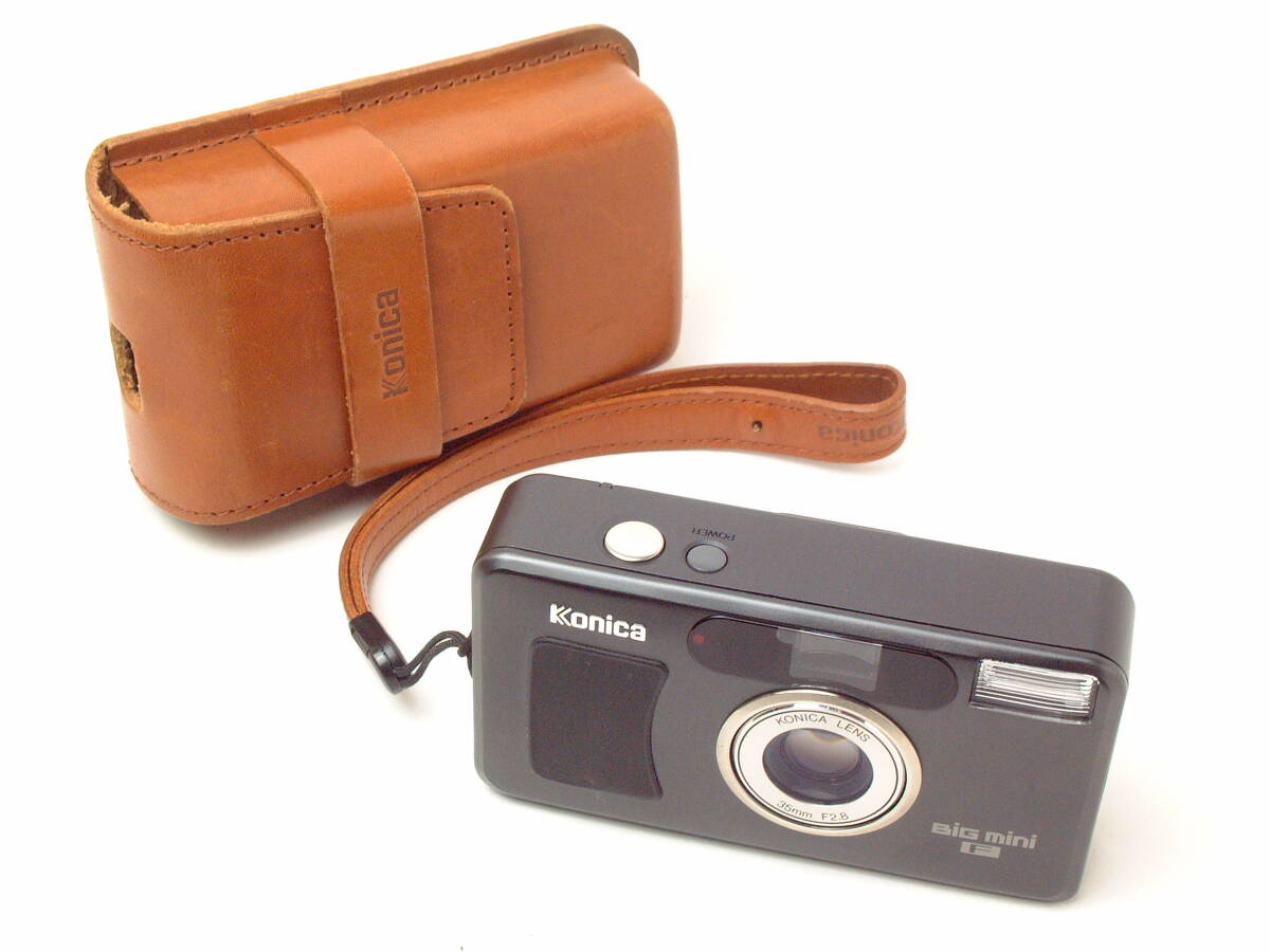 Konica Big mini F 35mm F2.8 внешний вид хороший товар ( практическое использование прекрасный товар б/у / электризация / рабочее состояние подтверждено ) оригинальный кожаный специальный камера кейс / с ремешком 