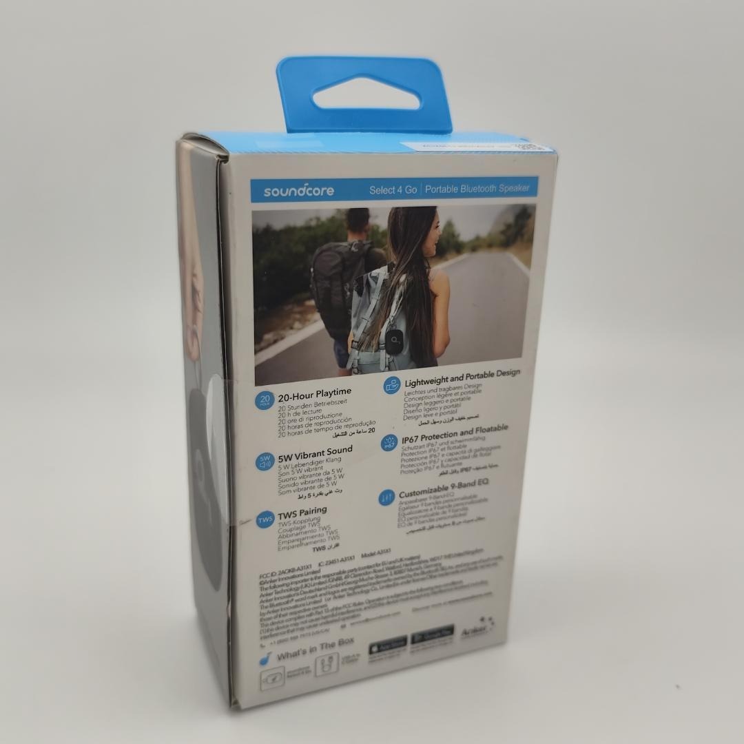 Anker Soundcore Select 4 Go bluetooth スピーカー【最大20時間再生 / 5W出力 / パッシブラジエーター搭載 / IP67防塵防水規格】ブラック_画像3