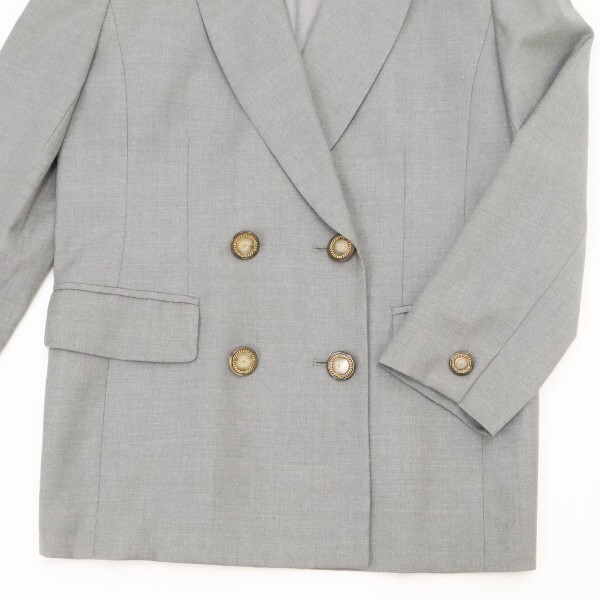 【KA730】美品◆Leilian レリアン ロロピアーナ社 ダブル ジャケット グレー 11_画像4