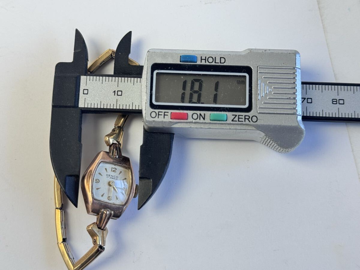 AZ-596 DENCO 14K レディース アナログ 腕時計 総重量約10.20g 金無垢 585 刻印 手巻 ヴィンテージ ジャンク 箱付 _画像6