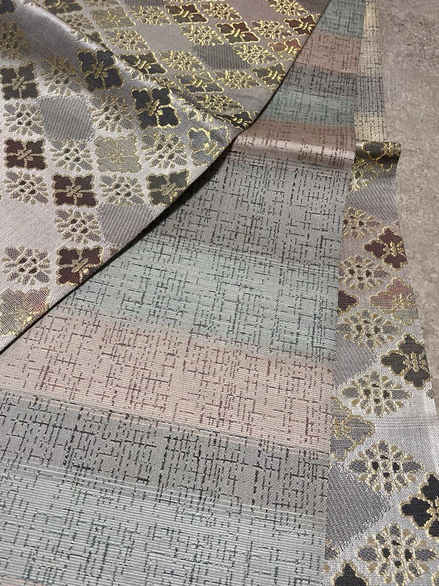 замечательная вещь двойной пояс obi obi золотой нить традиция тканый предмет серый серия натуральный шелк кимоно японский костюм