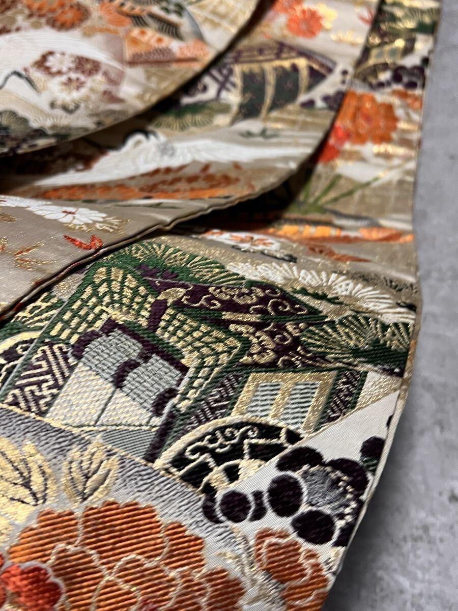  maru obi obi натуральный шелк двусторонний все через .. журавль тканый предмет античный кимоно 