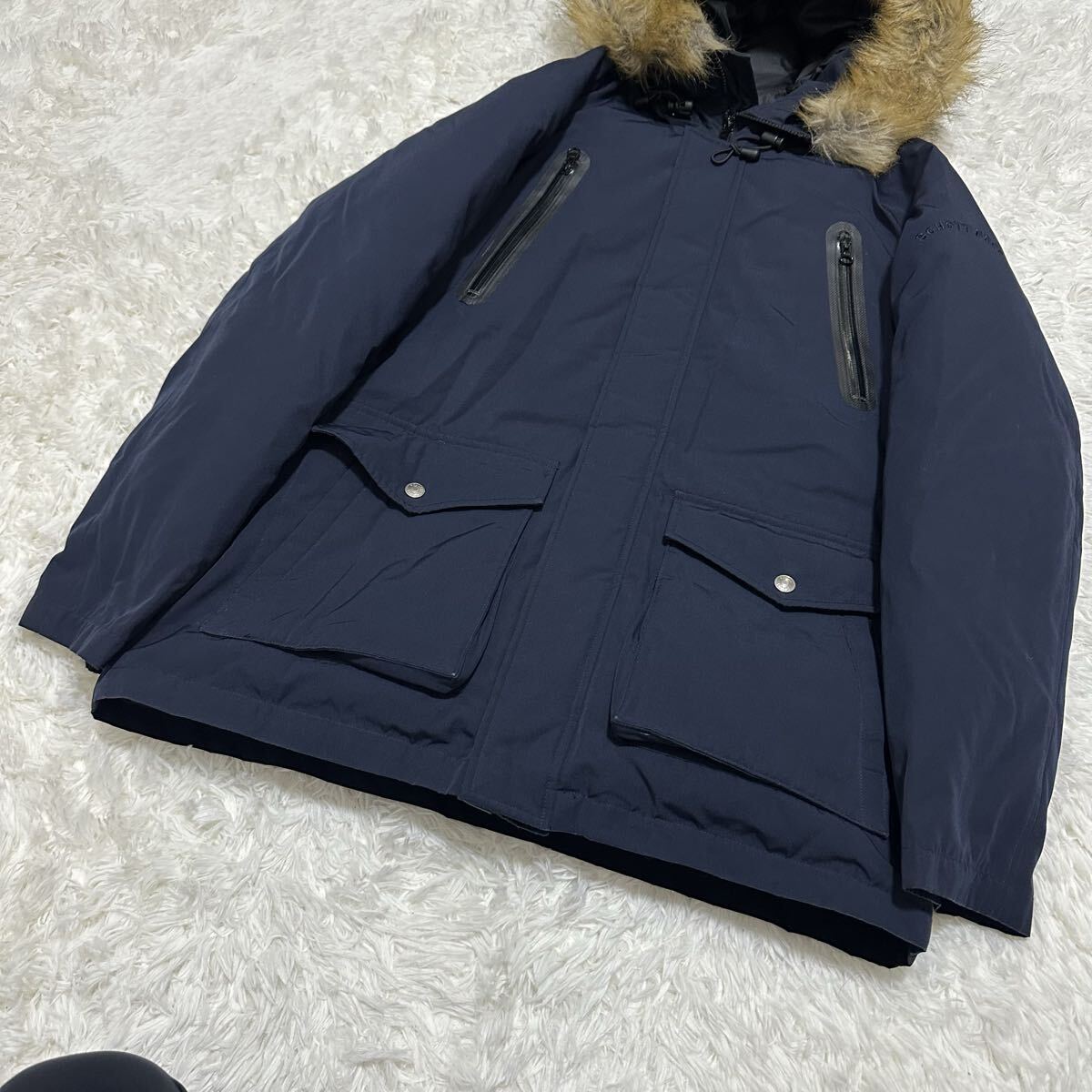 極上ダウン80% schott ショット　 ダウンジャケット 肉厚 極暖 アウター ネイビー　ファー　防水　メンズ　ダウンコート　Lサイズ_画像6