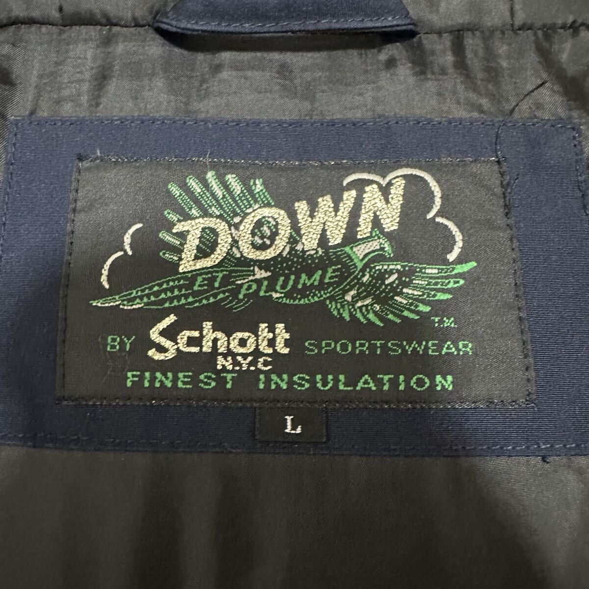 極上ダウン80% schott ショット　 ダウンジャケット 肉厚 極暖 アウター ネイビー　ファー　防水　メンズ　ダウンコート　Lサイズ_画像9