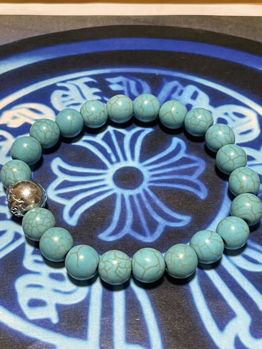  Chrome Hearts четки BEAD BRACELET бисер браслет серебряный 925 натуральный бирюзовый V24 *Chrome hearts*