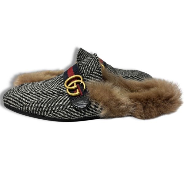 23 正規品 GUCCI グッチ シェブロン織り GGマーモント プリンスタウン ローファー シューズ シェリーライン メンズ イタリア製_画像3