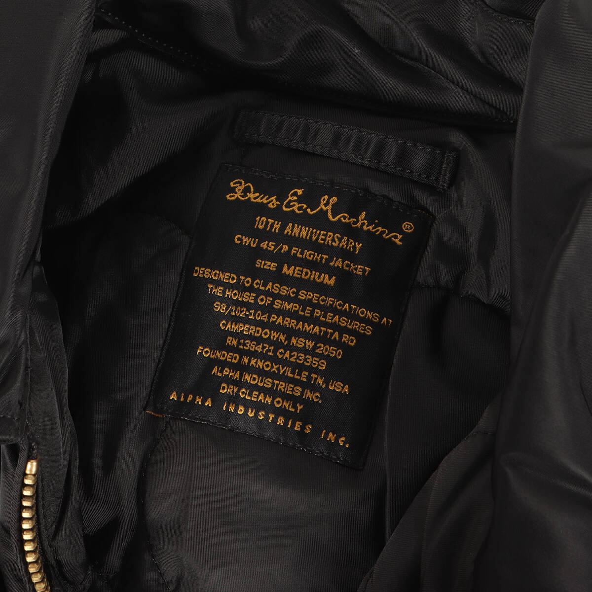 【新品】DEUS デウス ジャケット ブラック 黒 サイズ:M | ALPHA INDUSTRIES 10周年記念 CWU-45P フライト ジャケット | EX MACHINA_画像3