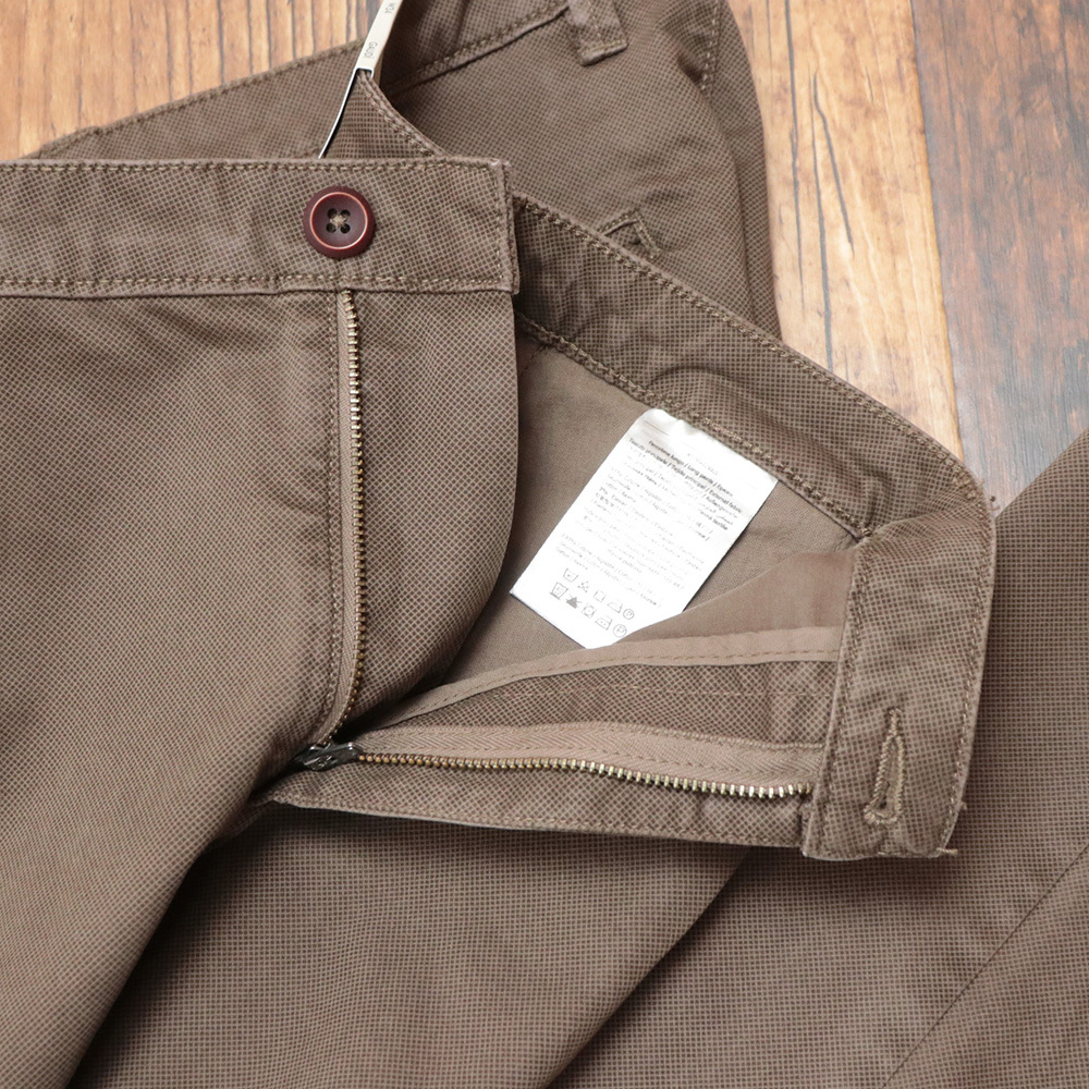 1円/25AW/GAUDI/34インチ/ワンタックパンツ C521GU25005 マイクロチェック ストレッチ 今期 ガウディ 新品/茶色/ブラウン/mc402/_画像4