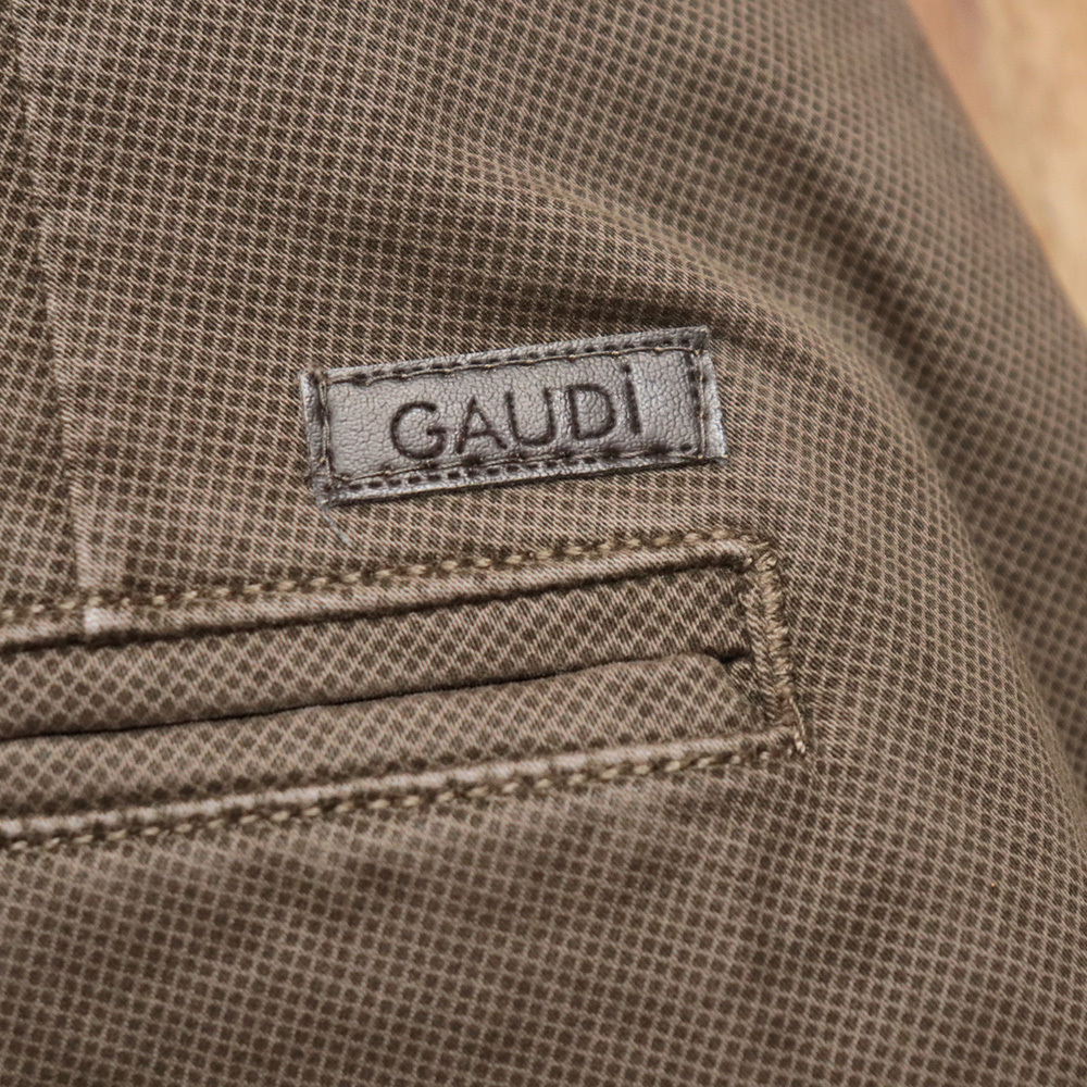 1円/25AW/GAUDI/34インチ/ワンタックパンツ C521GU25005 マイクロチェック ストレッチ 今期 ガウディ 新品/茶色/ブラウン/mc402/_画像5
