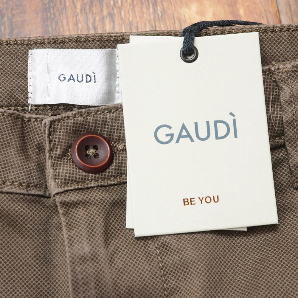 1円/25AW/GAUDI/34インチ/ワンタックパンツ C521GU25005 マイクロチェック ストレッチ 今期 ガウディ 新品/茶色/ブラウン/mc402/_画像6