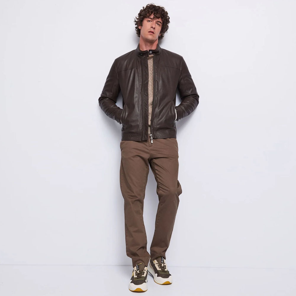 1円/25AW/GAUDI/34インチ/ワンタックパンツ C521GU25005 マイクロチェック ストレッチ 今期 ガウディ 新品/茶色/ブラウン/mc402/_画像7