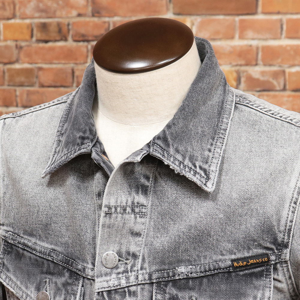 1円/Nudie Jeans/Mサイズ/デニムジャケット BILLY LIGHT TRASHED フェード加工 ヌーディージーンズ 新品/グレー/mf187/_画像3