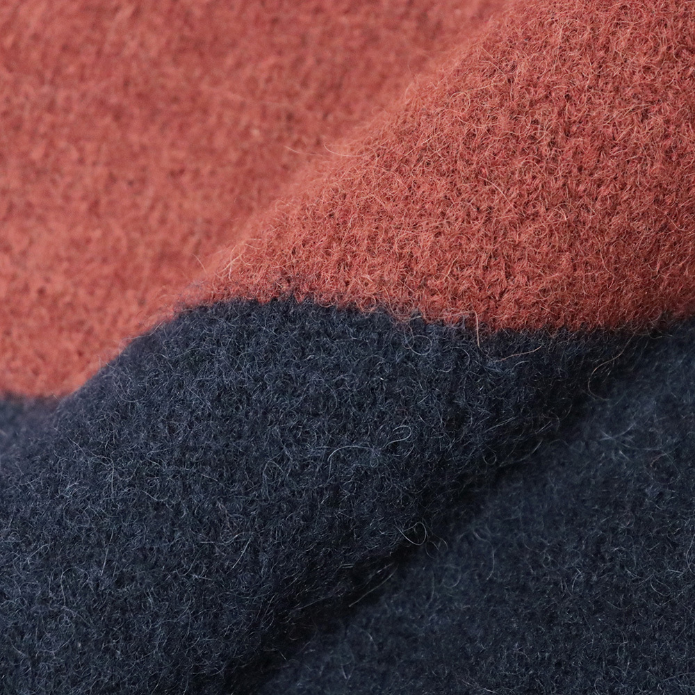 1円/秋冬/Nudie Jeans/Mサイズ/クルーネックニット HAMPUS ALPACA BLOCK STRIPE ボーダー アルパカ 新品/レッドブラウン×ネイビー/mf209/_画像4