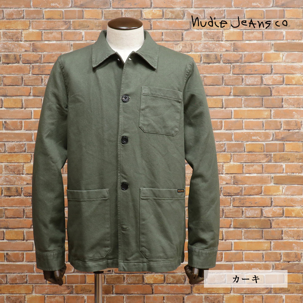 1円/Nudie Jeans/Mサイズ/シャツジャケット BARNEY WORKER JACKET カバーオール ヌーディージーンズ 新品/カーキ/mb130/_画像1
