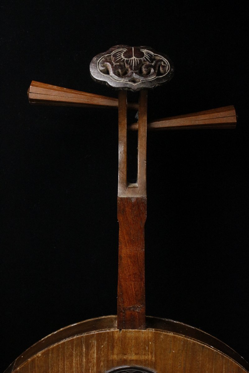 【LIG】中国古楽器 寒夕銘 漢詩月琴 唐物 中国琵琶 時代弦楽器 2511133_画像3