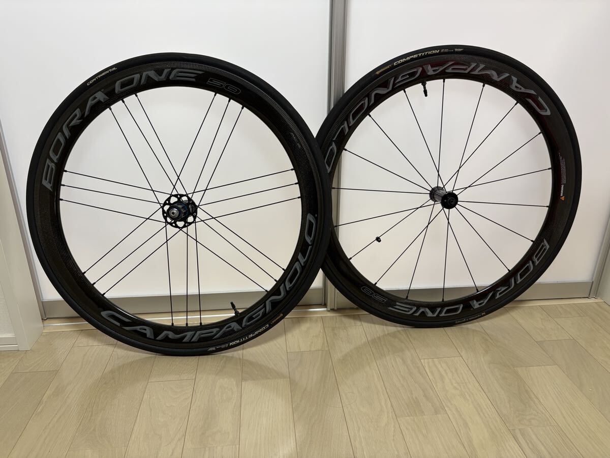  campagnolo Bora One 50 Tubular DarkLabel カンパニョーロボーラワン 50 チューブラー ダークラベル シマノフリーリムブレーキ前後セット_画像1