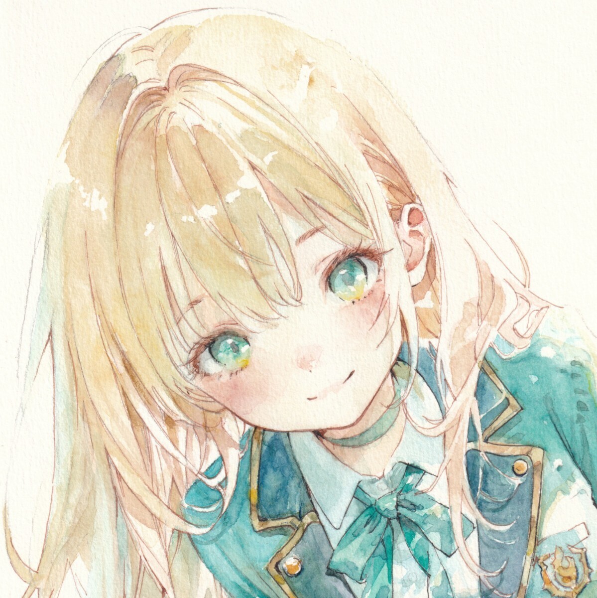 A4[ акварельная живопись ]*.. сразу видеть ...* исходная картина ручные иллюстрации оригинал симпатичный аналог девочка золотой .