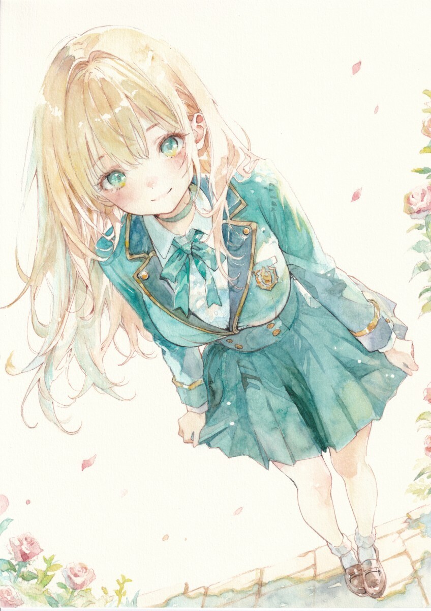 A4[ акварельная живопись ]*.. сразу видеть ...* исходная картина ручные иллюстрации оригинал симпатичный аналог девочка золотой .