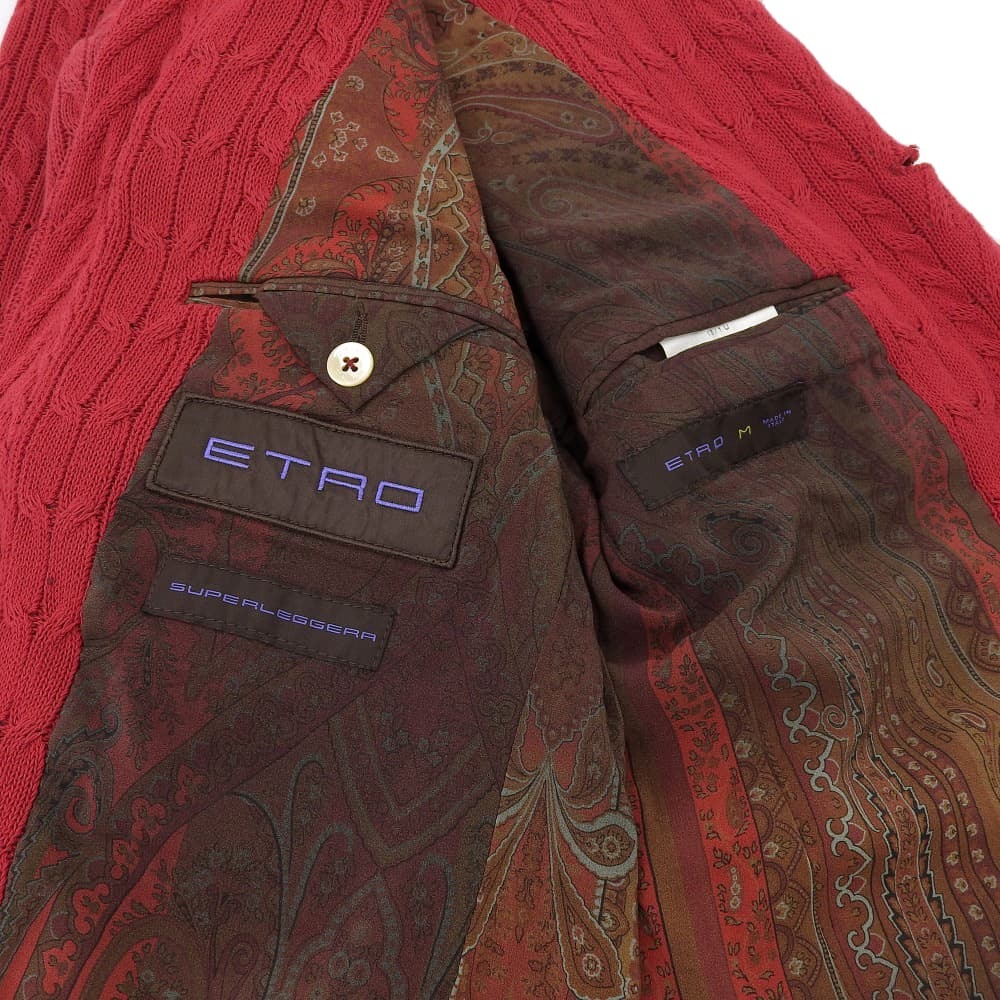  хорошая вещь ETRO Etro подкладка peiz Lee рисунок вязаный охота жакет блузон M красный 