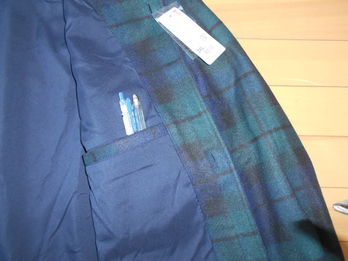 【特別価格】★未使用品★UNIQLO no.311-439811 ブラックウォッチチェック オーバーシャツジャケット ★紺＆緑size３XL★_画像6