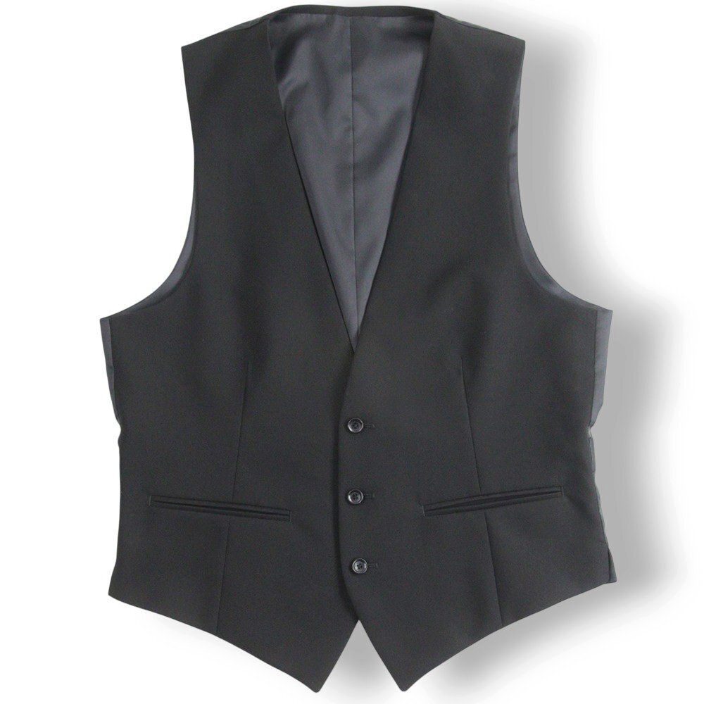 極美品 CERIMONIA スーツカンパニー SUPER100's 上質ウール 秋冬春 3シーズン ベスト付き 3ピース ブラックスーツ 黒 175cm-6Ｄrop_画像2
