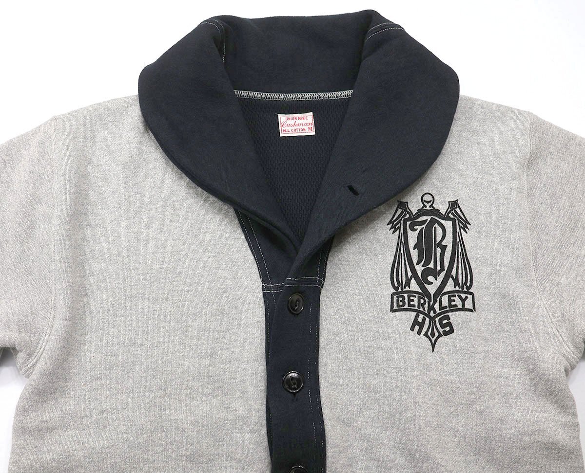 cushman (クッシュマン) Shawl Collar Sweat Cardigan / インナーワッフル スウェットカーディガン Lot 26127 グレー × ブラック size M_画像4