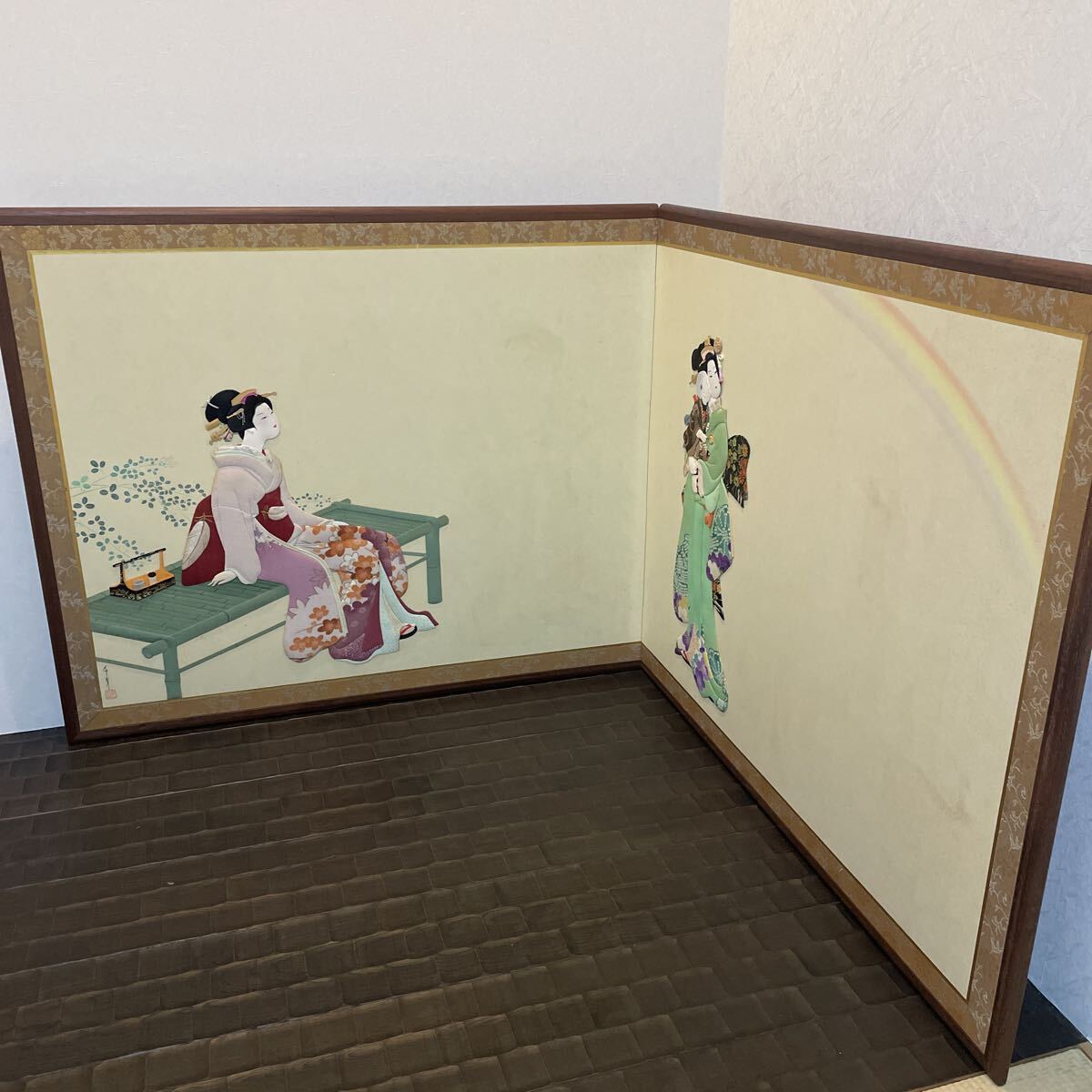 1 иен ~ вдавлено . вдавлено .. интерьер разделительный экран мир смешанные товары panel кимоно японская одежда ширма 