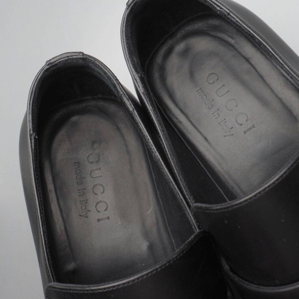 GS5956//イタリア製*グッチ/GUCCI*メンズ40.5EJ/Gロゴメタル装飾/サドルローファー/レザースリッポン/革靴/黒/ブラック_画像8