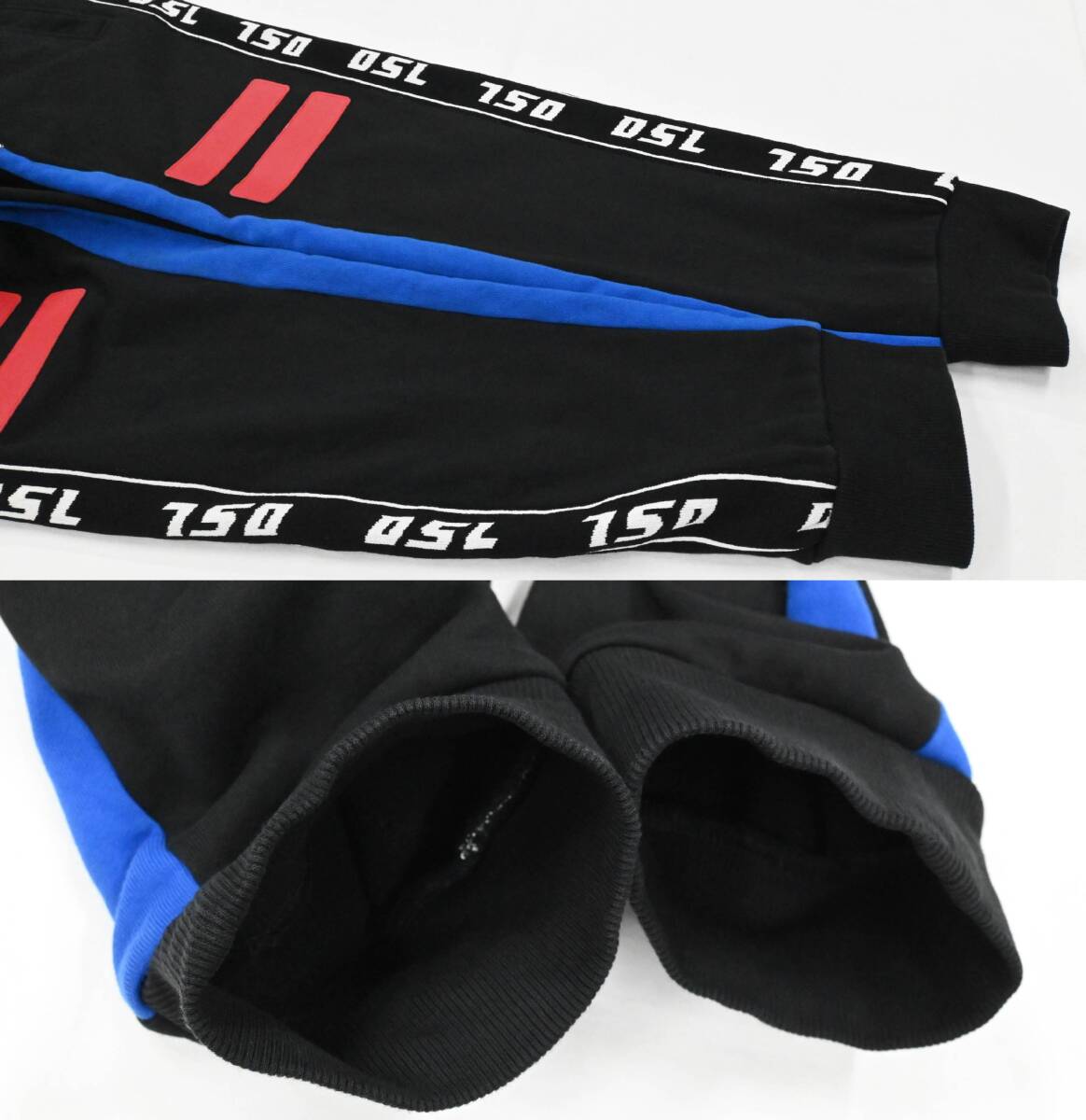 R492★良品 DIESEL ディーゼル DSL ロゴ サイドライン コットン スウェットパンツ L ブラック Y2K カタカナ?ロゴ 黒 クリーニング済_画像9